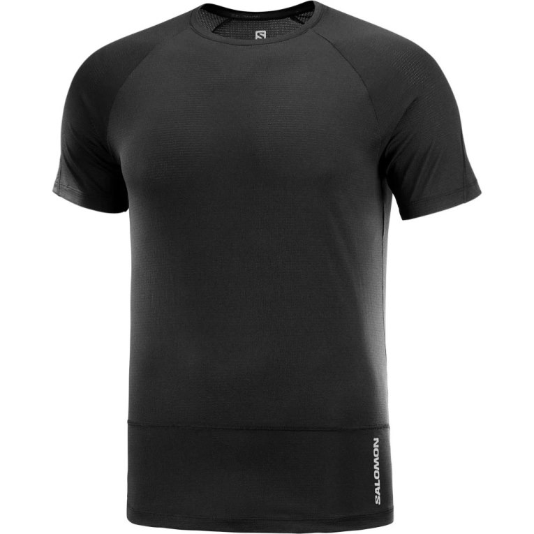 Black Salomon Cross Run Short Sleeve Men's T-Shirts | PH 64703I